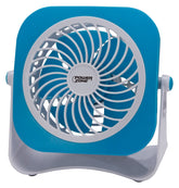 PowerZone QT-U403B Tabletop Fan, 5 VDC, 4 in Dia Blade, 5-Blade, 2-Speed, 48 in L Cord, White/Blue OR White/Red